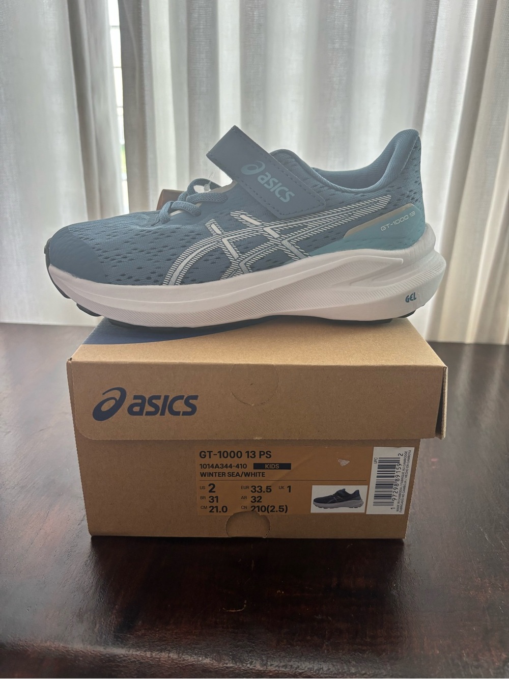Asics Kids Light Blue & White Hook-and-Loop Sneakers